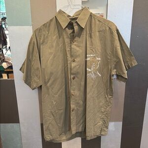 Men's Olive Green Short Sleeve Shirt, Tropical Vacation Dad Vibes